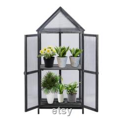 Wood Cold Frame Greenhouse Planter 24X17X57 Gray