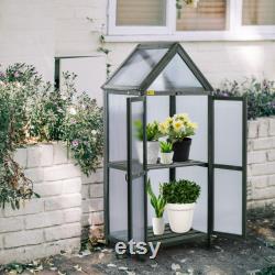 Wood Cold Frame Greenhouse Planter 24X17X57 Gray