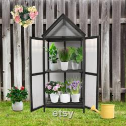 Wood Cold Frame Greenhouse Planter 24X17X57 Gray