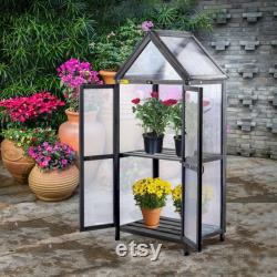 Wood Cold Frame Greenhouse Planter 24X17X57 Gray