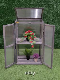 Wood Cold Frame Greenhouse Polycarbonate Flower Planter 23 L 17 W 38 H