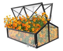 Wooden Cold Frame, Garden Portable Raised Planter Box Shed Mini Greenhouse, 48 L x 30 W x 19 H, Grey