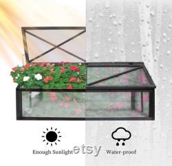 Wooden Cold Frame, Garden Portable Raised Planter Box Shed Mini Greenhouse, 48 L x 30 W x 19 H, Grey