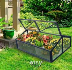 Wooden Cold Frame, Garden Portable Raised Planter Box Shed Mini Greenhouse, 48 L x 30 W x 19 H, Grey