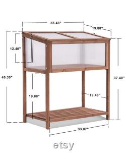 Wooden Cold Frame Greenhouse Raised Kit, Portable Wood Greenhouse with Shelf for Garden Yard, Outdoor Indoor Use, (Natural)