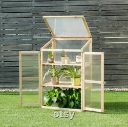 Wooden Framed Polycarbonate Cold Frame Greenhouse (100 x 60 x 45cm)