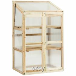 Wooden Framed Polycarbonate Cold Frame Greenhouse (100 x 60 x 45cm)