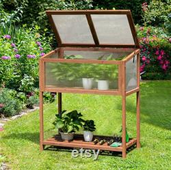 Wooden Framed Standing Polycarbonate Cold Frame Mini Greenhouse (90cm X 49cm X 105cm)