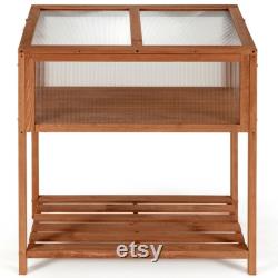 Wooden Framed Standing Polycarbonate Cold Frame Mini Greenhouse (90cm X 49cm X 105cm)