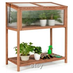 Wooden Framed Standing Polycarbonate Cold Frame Mini Greenhouse (90cm X 49cm X 105cm)