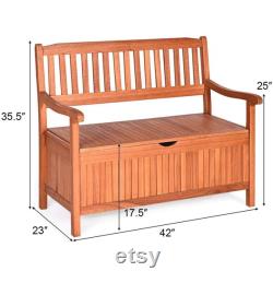 Wooden Outdoor Storage Bench Large Deck Box, Entryway Storage Bench withInner Removable Waterproof Lining and Portable Handles (Natural)
