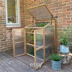 Wooden Polycarbonate Growhouse Cold Frame Mini Greenhouse (110cm x 76cm x 57cm)