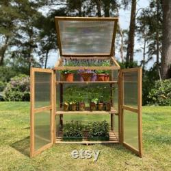 Wooden Polycarbonate Growhouse Cold Frame Mini Greenhouse (110cm x 76cm x 57cm)