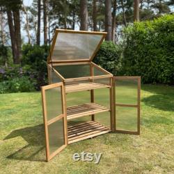 Wooden Polycarbonate Growhouse Cold Frame Mini Greenhouse (110cm x 76cm x 57cm)