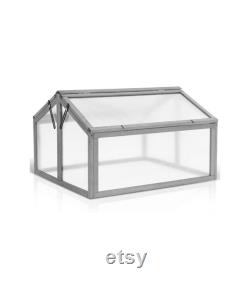 double box wooden greenhouse cold frame raised plants bed protection (grey) lxwxh 35.4 x 31.5 x 22.8 inches