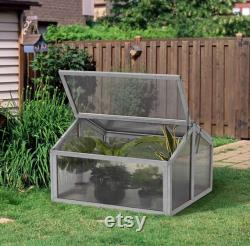 double box wooden greenhouse cold frame raised plants bed protection (grey) lxwxh 35.4 x 31.5 x 22.8 inches