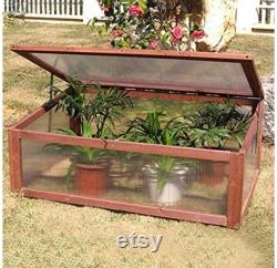 garden portable wooden green house cold frame raised plants bed protection (39.3''x24.8''x15.1'')