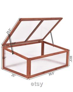 garden portable wooden green house cold frame raised plants bed protection (39.3''x24.8''x15.1'')
